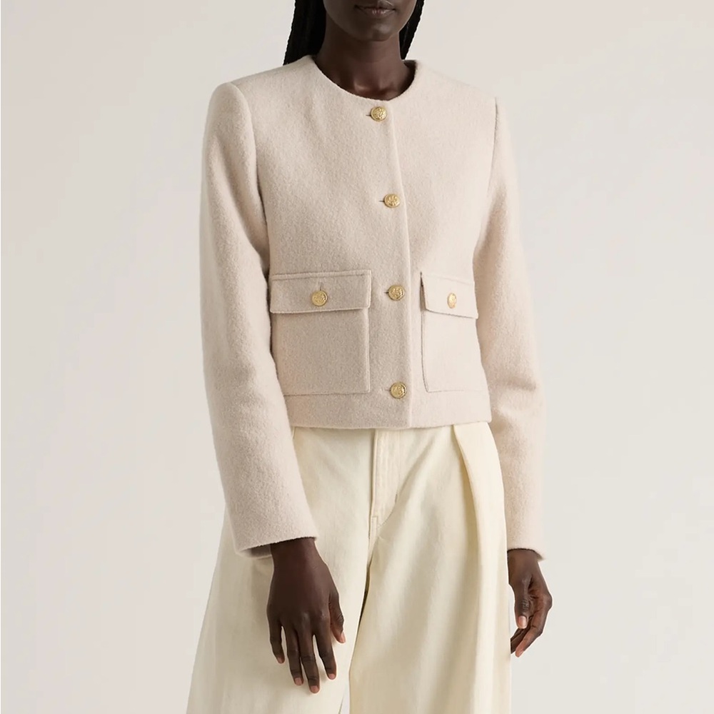 Quince Merino Wool Collarless Cropped Jacket